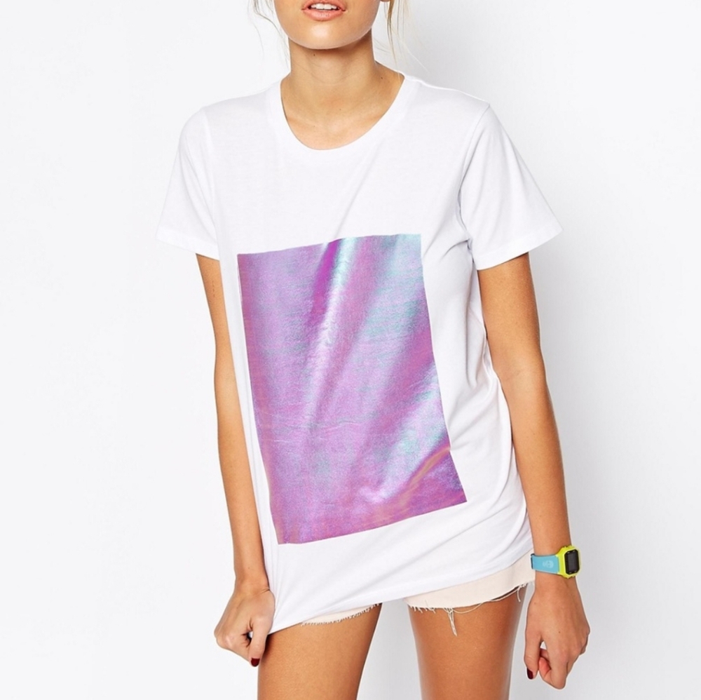 ISO ASOS T shirt with iridescent foil print